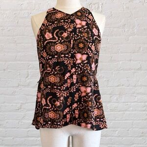 A.L.C. Pink Asymmetrical Peplum Silk Tank Top